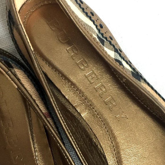 Burberry Flats, Housecheck / Gold, Designer Shoes - Picture 5 of 9